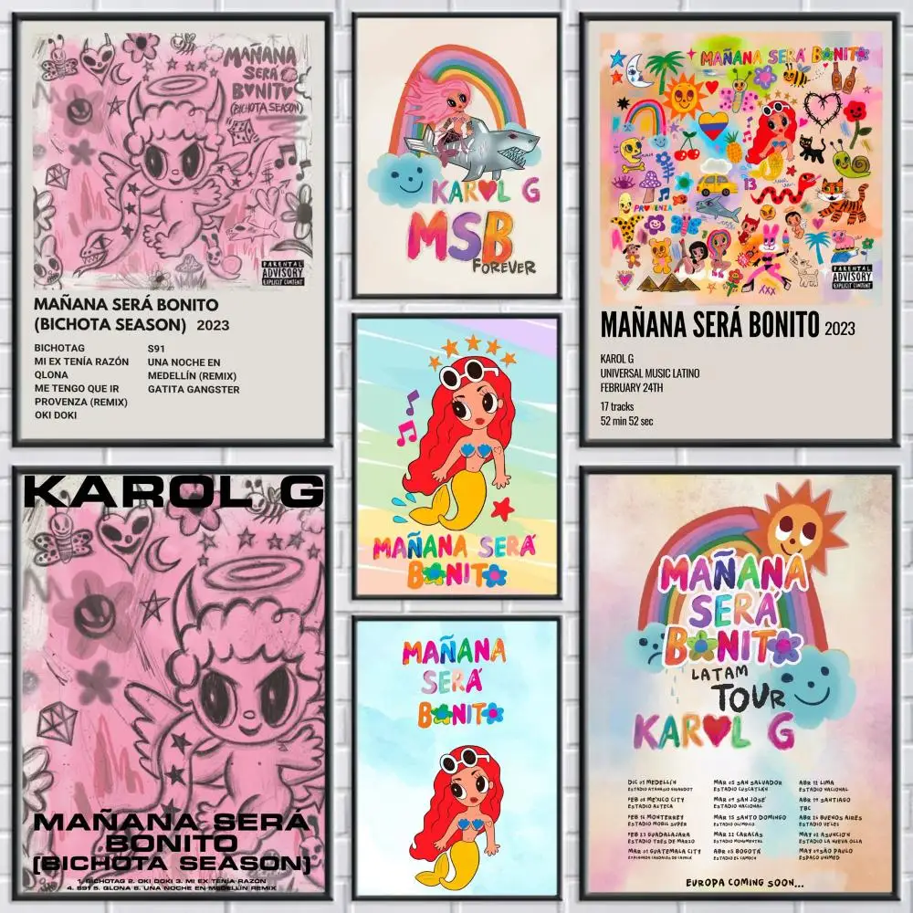 Cartoon Manana Sera K-Karol G Poster Perfect Sticker Self Adhesive Wall Art Decor for Home Office Dining Spaces