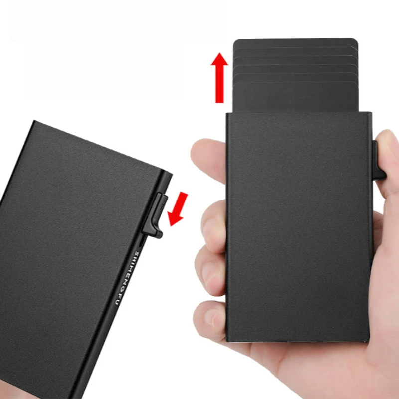 2025 Men's Mini Small Metal Automatic Card Wallet RFID Anti-theft Bank ID Credit Card Holder Clip Bank Card Ultra-thin Purse