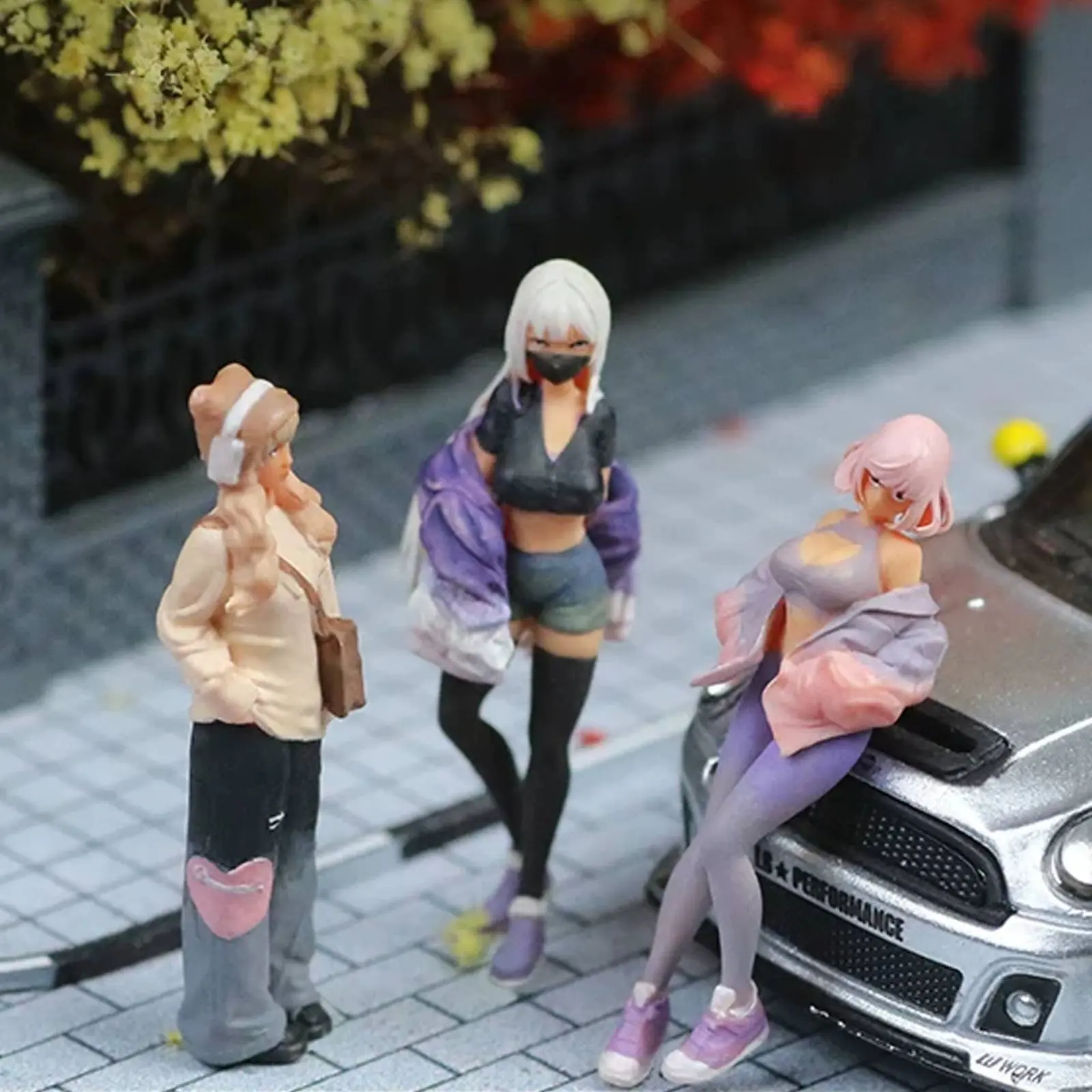 

Набор из 3 фигурок девочек в масштабе 1:64 для декорации сцен, миниатюрные фигурки в масштабе 1/64, реалистичный дизайн