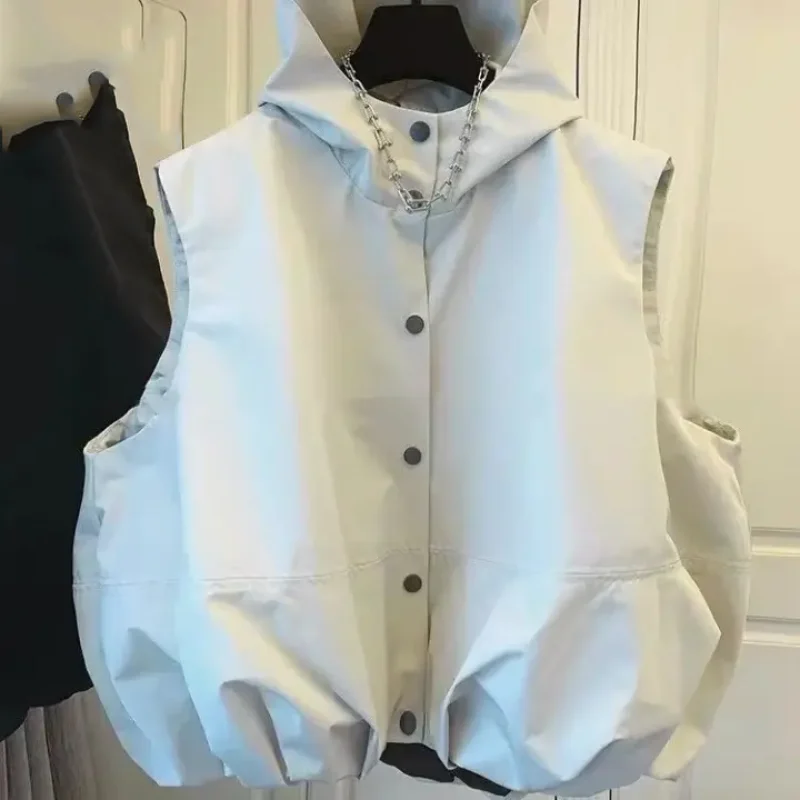 

American retro fashion hooded sports casual women's vest autumn Y2K Harajuku style loose casual sports hot girl top