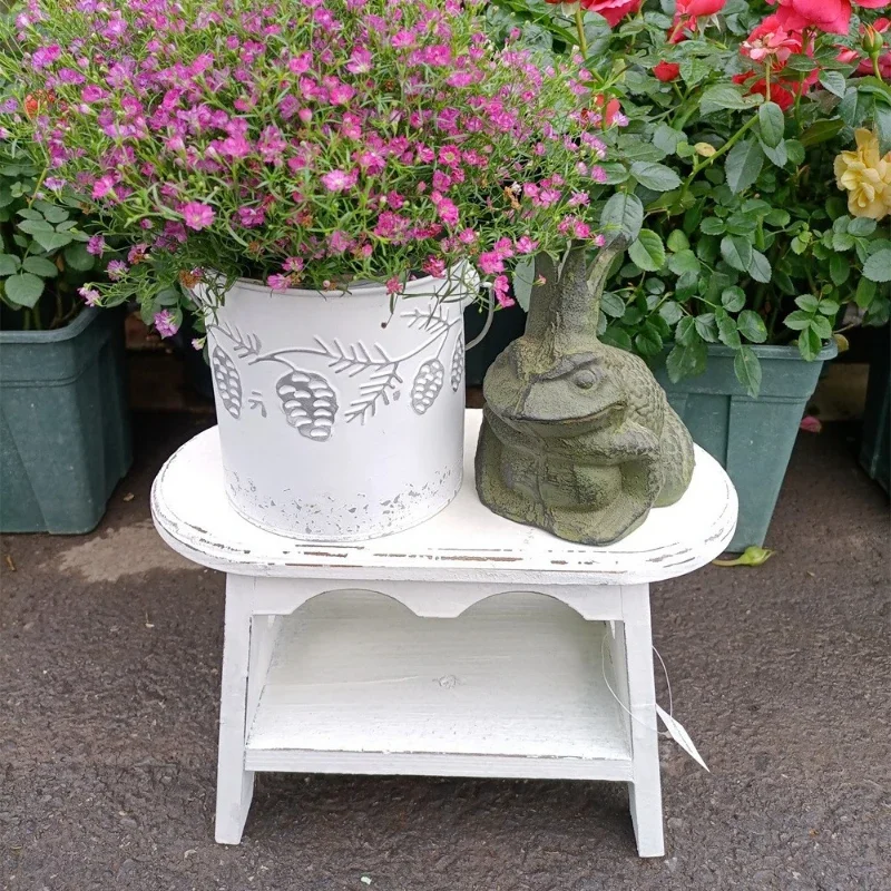 Wooden Oval Flower Stool Garden Miscellaneous Plant Stand Courtyard and Balcony Flower Pot Base Sturdy Durable Flower Stools
