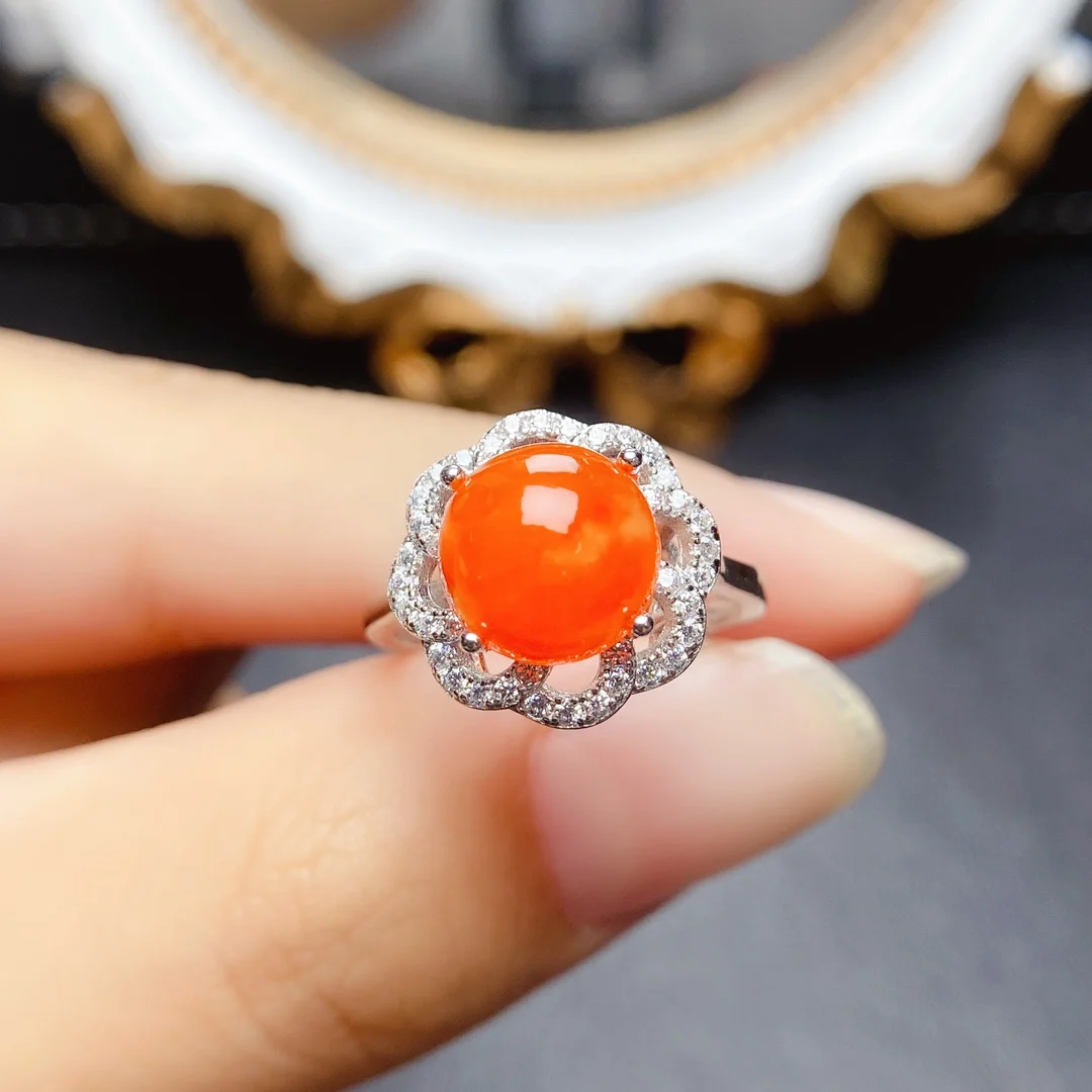 Orange Fire Opal Ring Silver Bridal Ring Unique Opal Ring 925 Sterling Silver Fine Jewelry For Engagement Wedding Ring