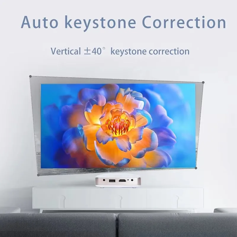 4K DLP Projector Home Theater Android 13.0 Dual-Band WiFi with Built-In Battery Mini Projector for Home Use