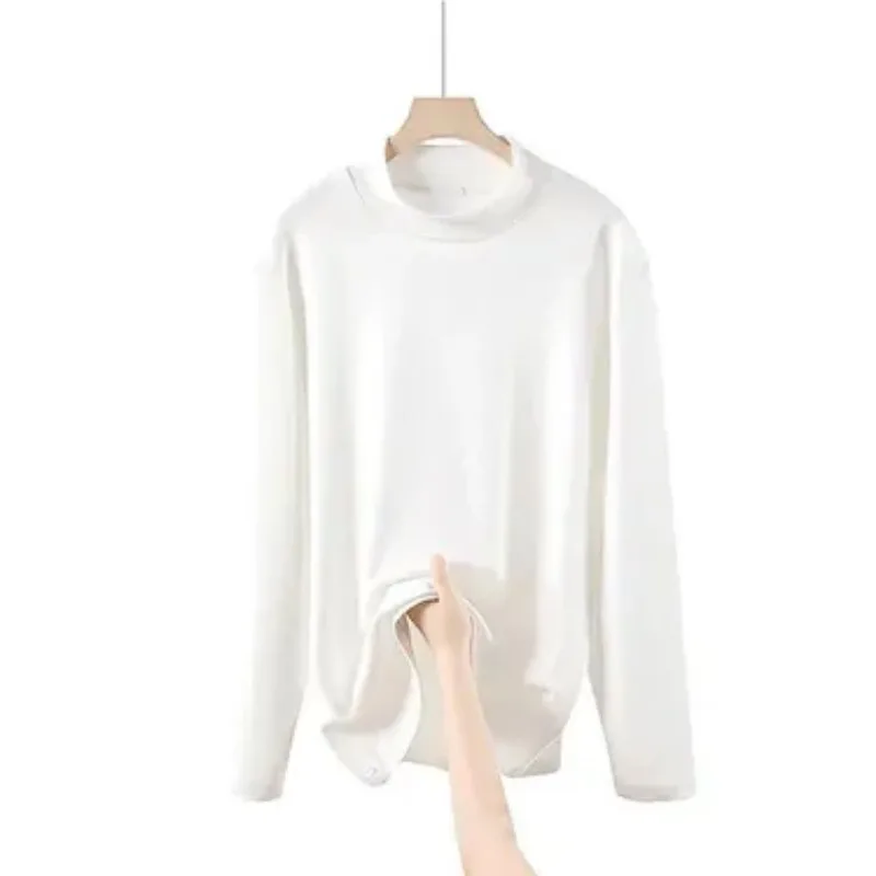 Men Women Half Turtleneck Base Layer Thick Long Sleeve Inner Top for Autumn Winter