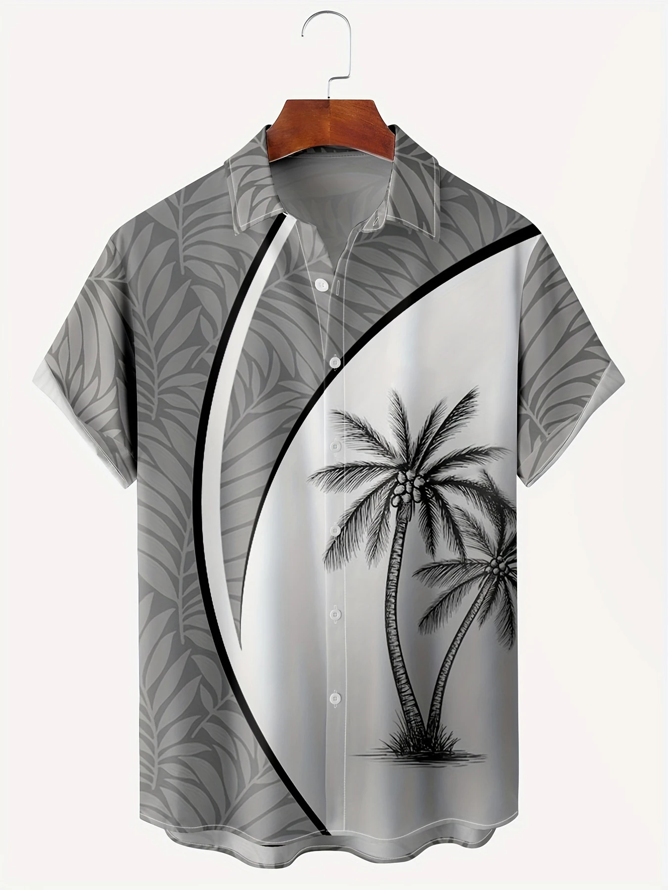 夏のメンズ半袖ハワイプリントメンズシャツカジュアル半袖ラペルボタンアップルーズ大きいサイズシャツメンズ服