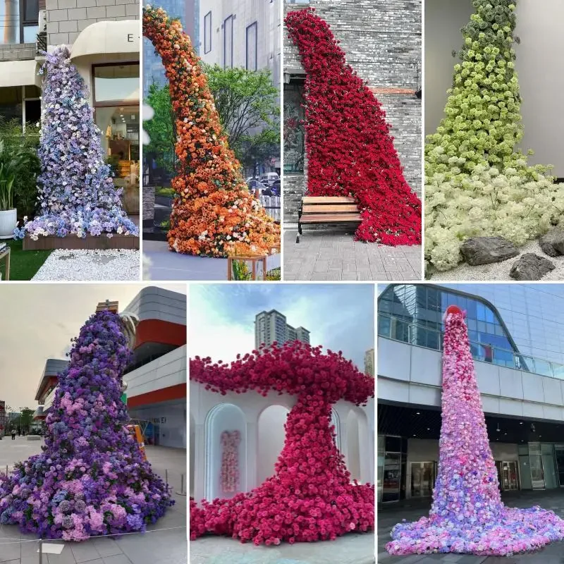 Simulation rose waterfall fake flower wedding decoration indoor and outdoor wedding arrangement hotel shopping