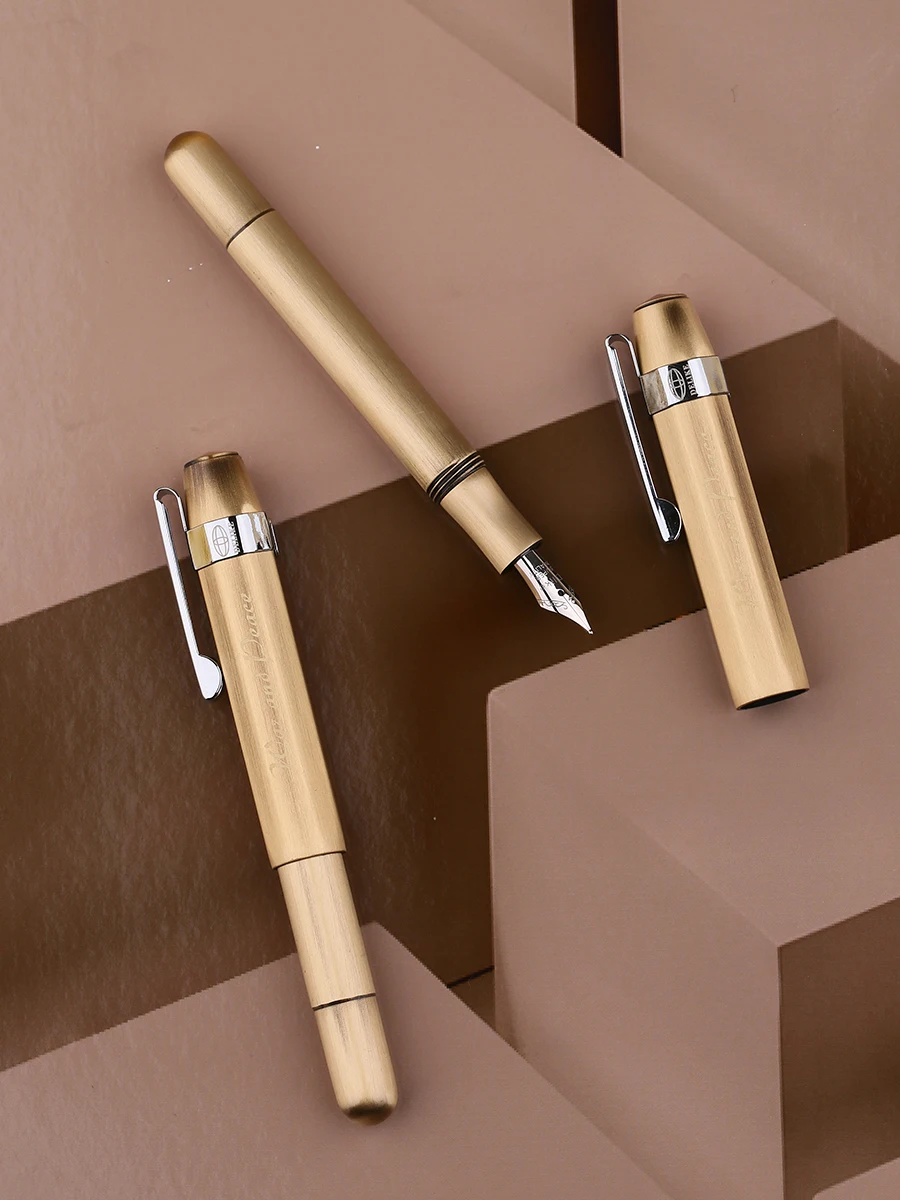 MAJOHN ألفا جميع النحاس خمر السفر قصيرة الحبر قلم حبر ، EF/F/عازمة بنك الاستثمار القومي سبائك الألومنيوم مدرسة مكتب جيب الكتابة هدية القلم