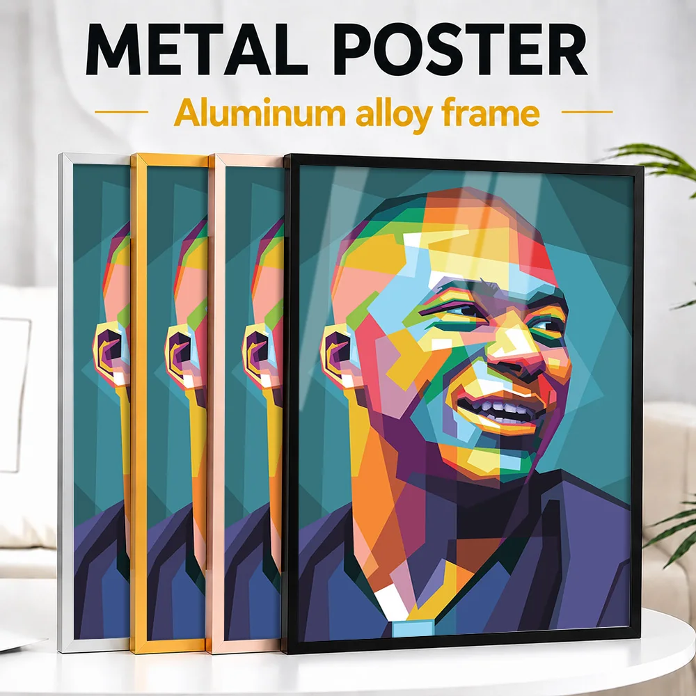 Pele Colorful Football Portrait Framed Metal Poster Personalized Victory Tribute Wall Art For Matchday Collectors Decorating Gym