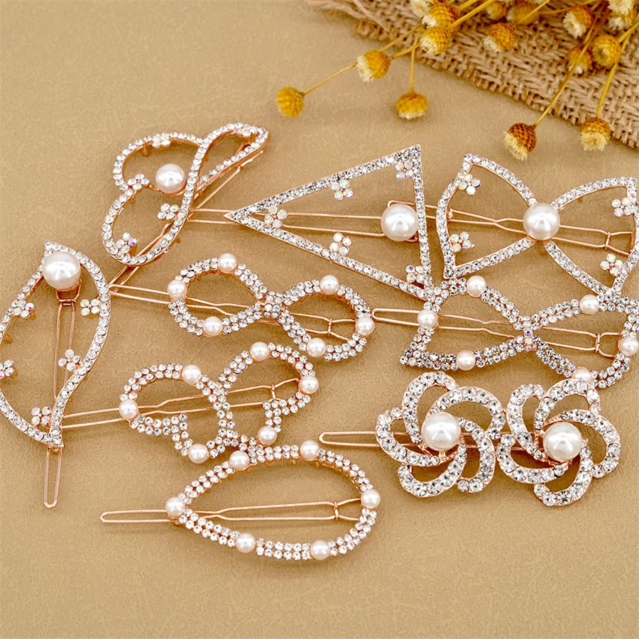 New Korean Pearl Hair Clip Women Girls Elegant Design Triangular Star Round Hairpin Barrette Hair Pins Ponytail Hair Accessories