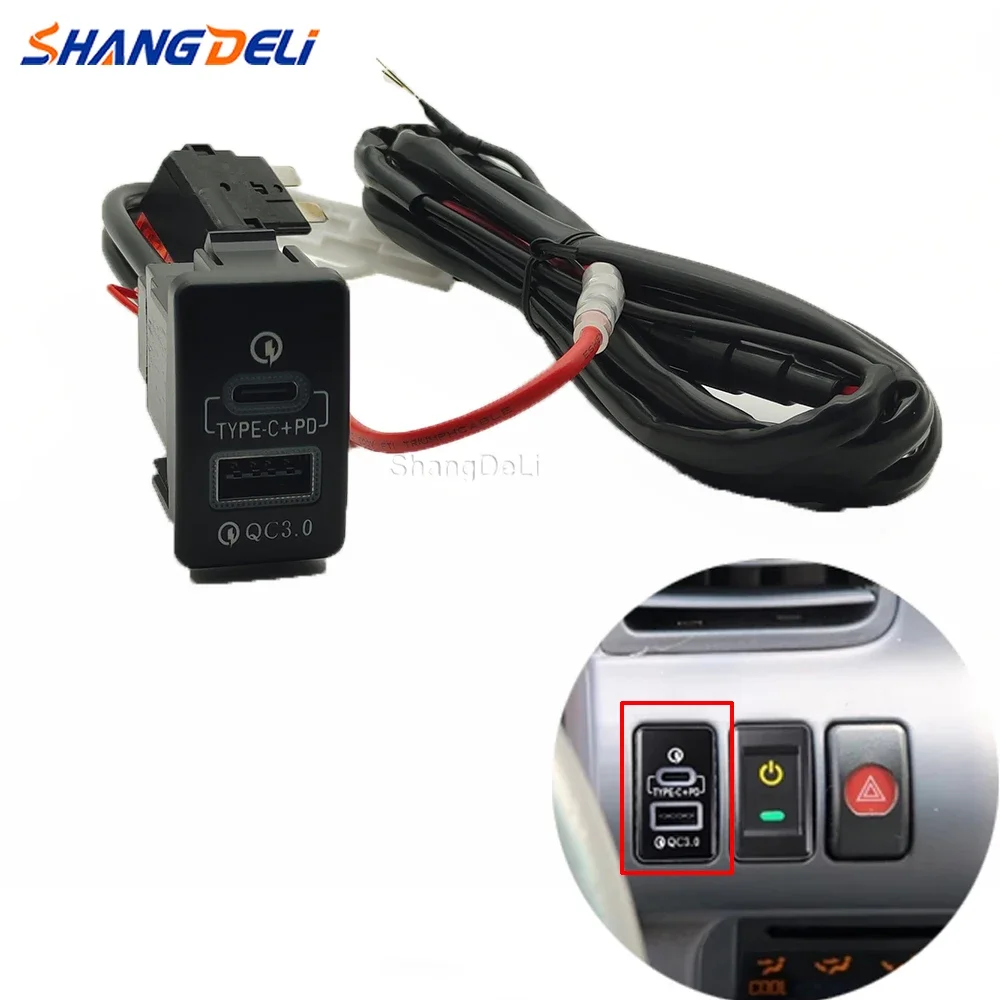 

12V Dual Quick Charger TYPE-C PD QC3.0 USB Fast Charge Interface Power Adapter Suitable For Isuzu KV100 KV600 K600