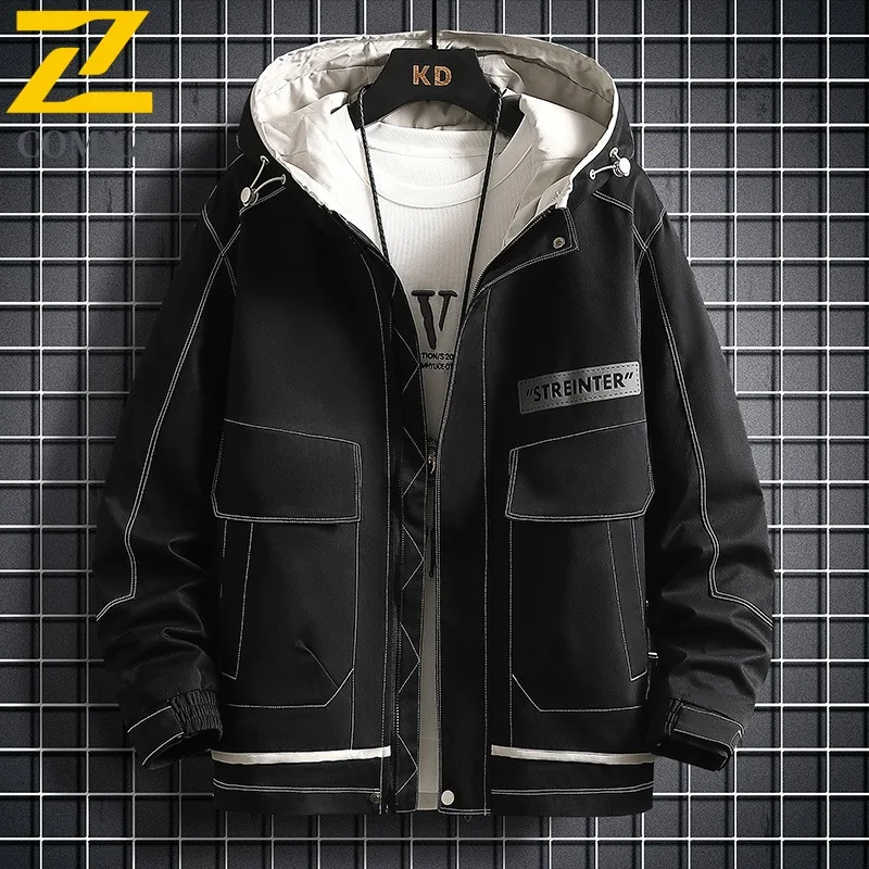 سترة COMXZ للرجال كاجوال بغطاء للرأس لتسلق الجبال في الهواء الطلق سترات متعددة الوظائف للمشي لمسافات طويلة والسفر معطف خريفي خفيف الوزن #1