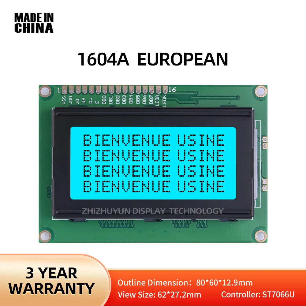 Stable Supply Of 1604A European Character LCD Screen Ice Blue Controller ST7066U Multi Language LCD Module