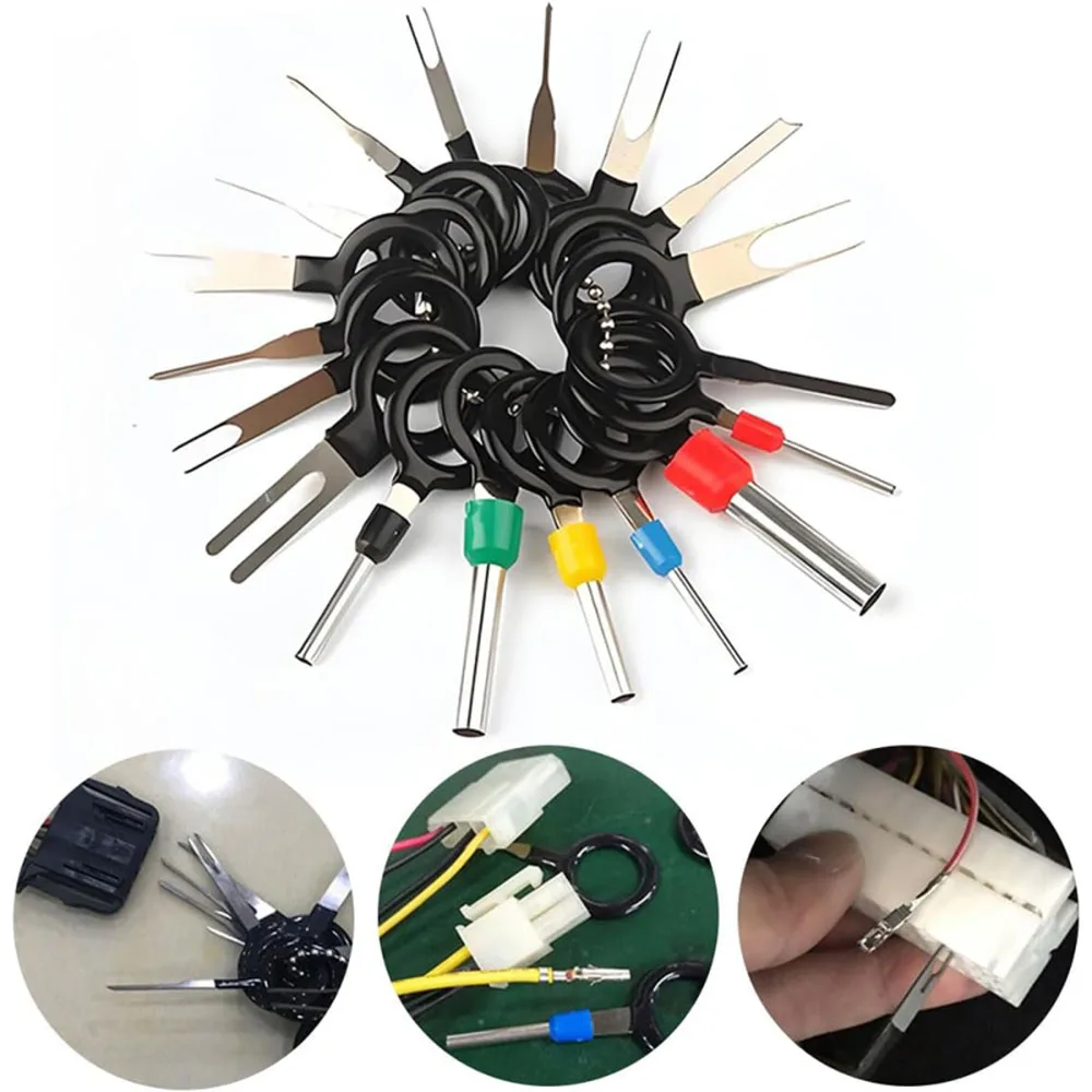 720Pcs 1/1.5/1.8/2.2/2.8/3.5mm Car Electrical Wire Terminal Connector Pins Terminal Pin Male Female Crimp Pin Removal Tool Kit