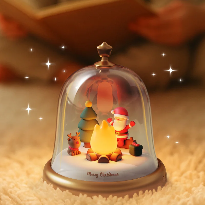Bluetooth-Musik-Nachtlicht-Ornament, Serie für kleine Mädchen, Weihnachtsserie, mit Flammenatmosphäre, Spieluhr-Funktion, ideales Geschenk