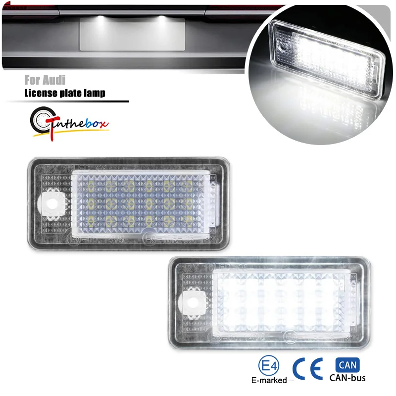 2pcs Number License Plate Light For Audi A3 A4 S4 RS4 B6 B7 A6 RS6 S6 C6 S5 Q7 A8 S8 Avant Canbus Error Free License Plate Lamp