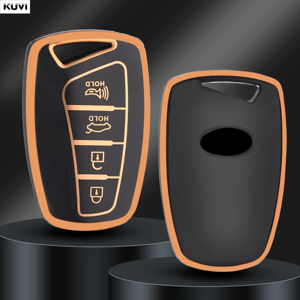 4 أزرار حافظة مفاتيح ذكية من البولي يوريثان غطاء فوب لشركة هيونداي غراندور HG سيدان جينيسيس G80 سانتا في 3DM جراند سانتا في 2018 IX45 EQUUS Azera