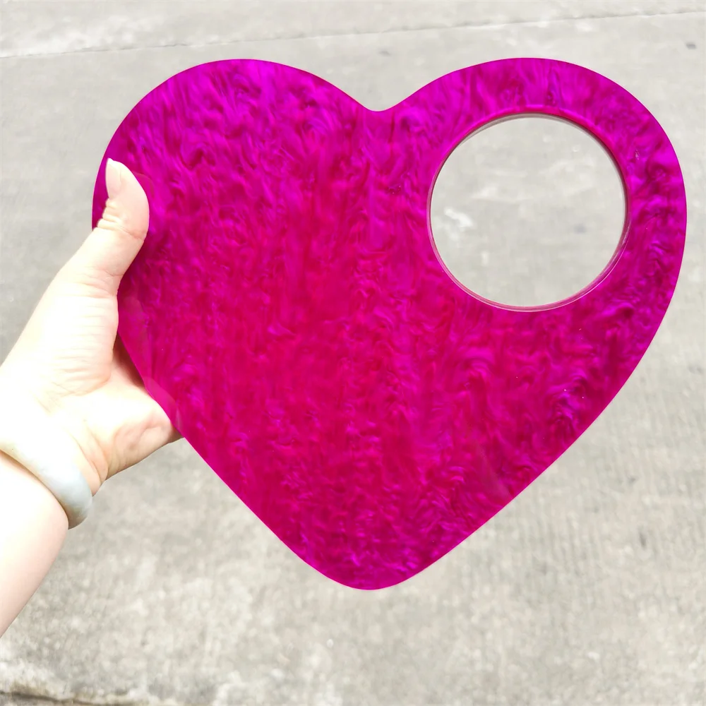 Women Rose Red Big Nice Heart Shape Acrylic Box Evening Clutch Purse Lady Minaudiere Bags Female Wedding Party Purses Day Clutch