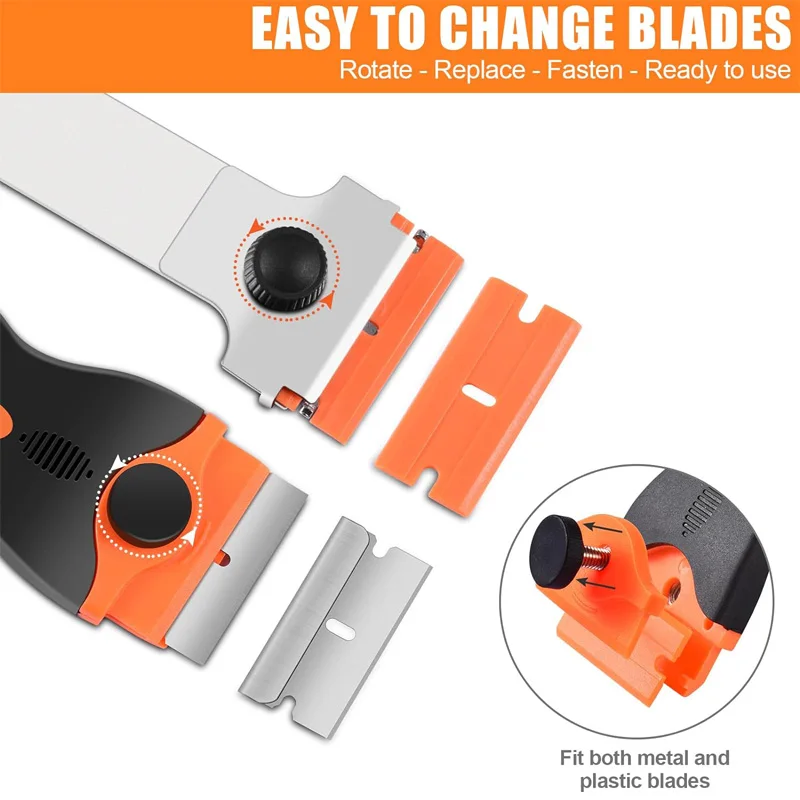 Razor Blade Scraper Tool Double Edged Glass Scraper with Metal Plastic Blades Multi-Purpose Scraper for Removing Stickers Decals