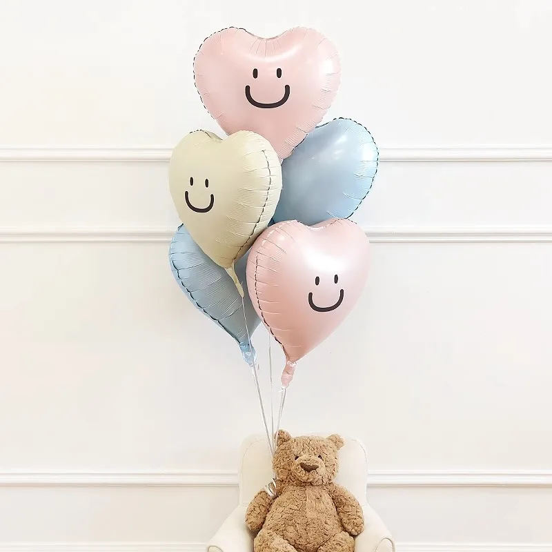 18inch Smiling Face Love Balloons Ins 1st Happy Birthday Party Deocr Kids Baby Shower Photo Props Atmosphere Scene Decorations