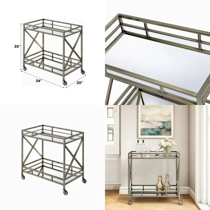 Handmade Eco Friendly Metal Trolley Luxury Rolling Service Cart Modern Rectangular Hotel Restaurant Bar Party Furniture
