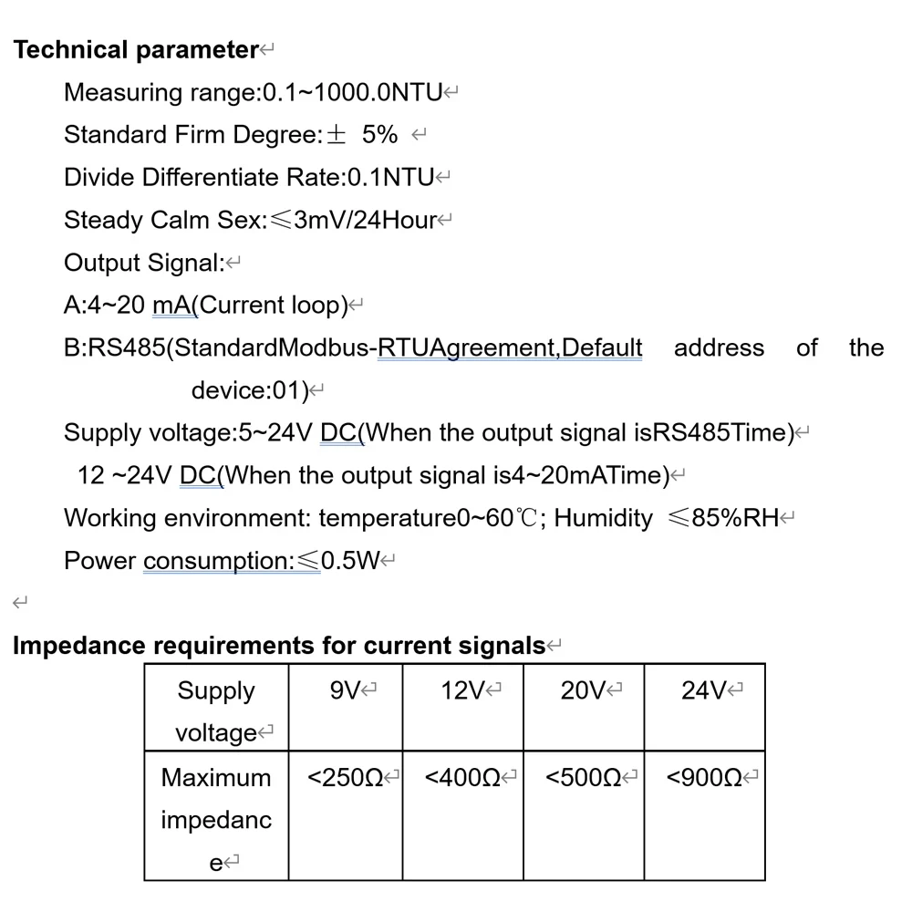 2M Input Water Turbidity Sensor Suspended Sewage Sludge Concentration Monitor Circulation Turbidity Analyzer Online Detector