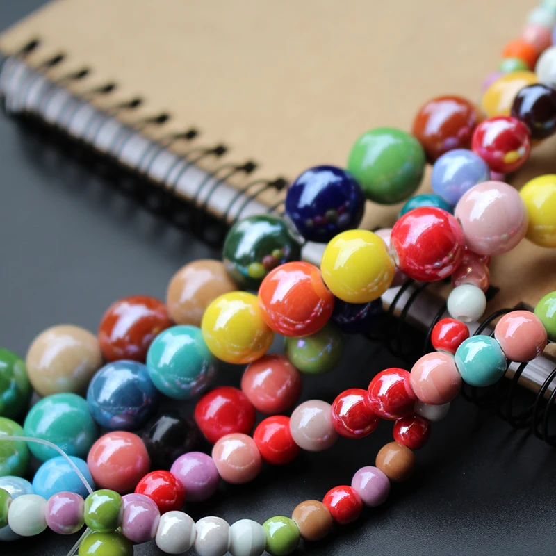 6 8 10 12 14mm Round Ceramic Beads Mix Colors for Bracelet Necklace Earring Jewelry Bracelet Necklace Making DIY Accessories