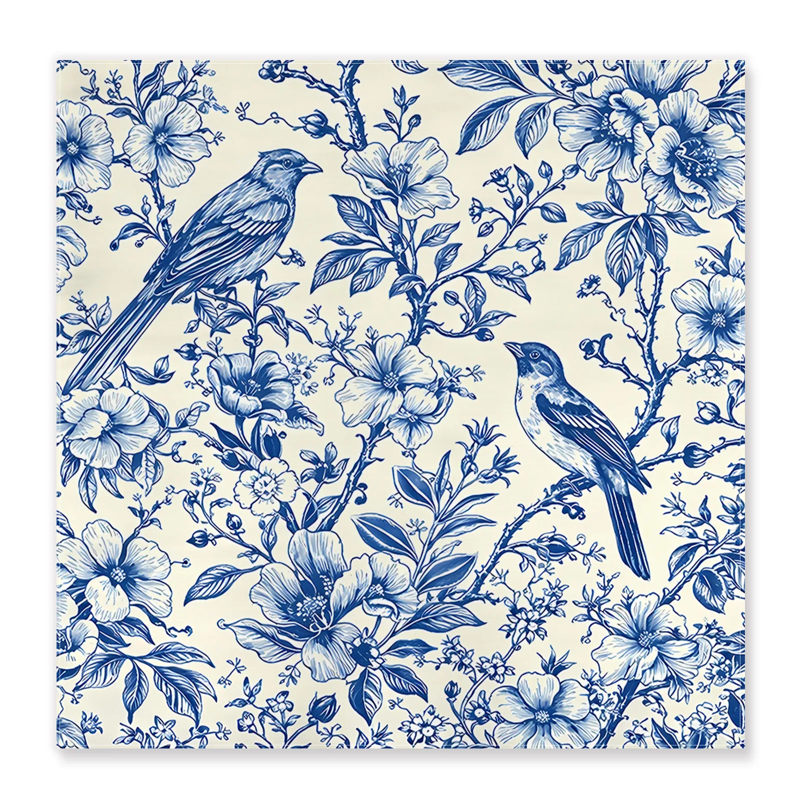 2D Print Blue Floral Pattern Birds Illustration Camera Protective Cover Storage Pouch Cosmetic Bag Multifunctional Magic Sticky
