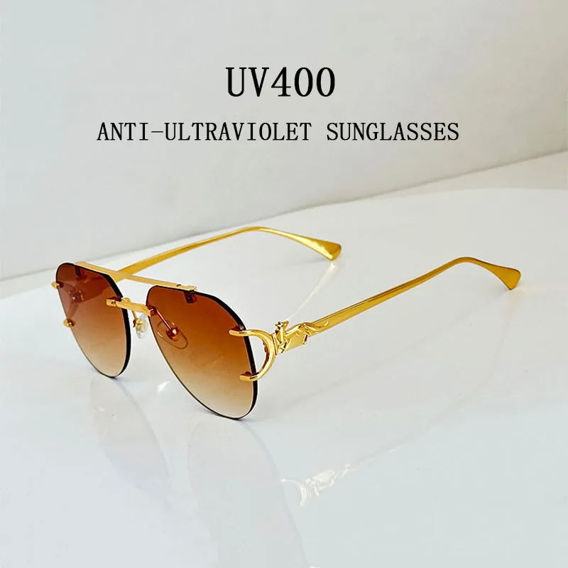 New Rimless Sunglasses Women Trendy Designer Fashion Glasses Luxury Vacation Luxe Femme Lentes De Sol Mujer Lunette Soleil Femme