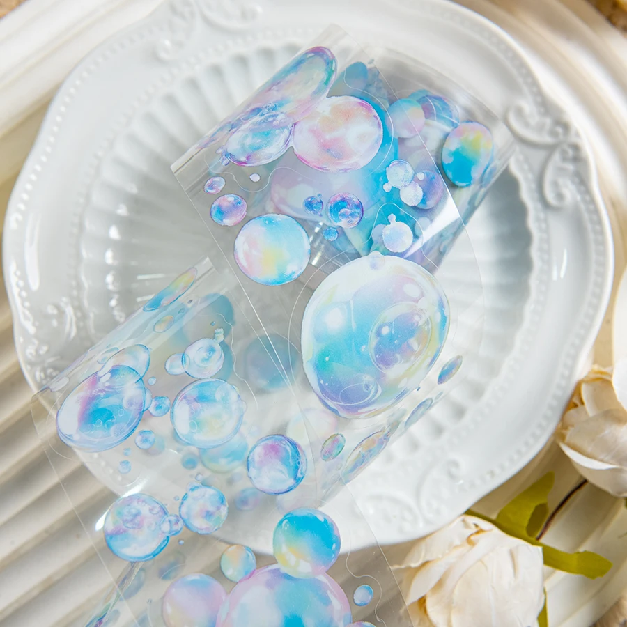 

1/6 рулонная наклейка из ПЭТ-ленты, простая в использовании, эстетическая наклейка с пузырьками, подходит для украшения поделок своими руками