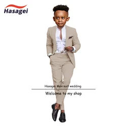 Beige Boys Suit 2-piece Suit 2-16T Formal Party Wedding Kids Tuxedo Youth Stage Performance Clothing Customized Blazer