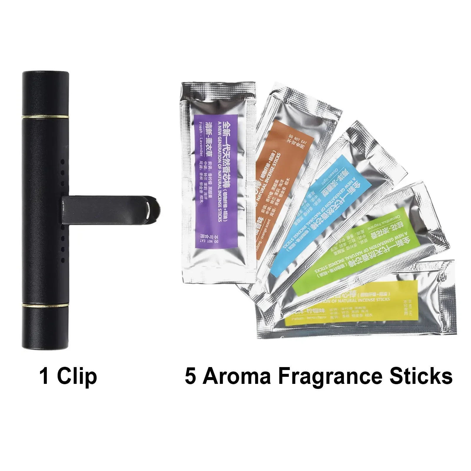 

Car Outlet Fragrance Clip Freshener Air Conditioner Vent Perfume Diffuser With 5 Aroma Sticks Black 1 Set Aluminum Alloy