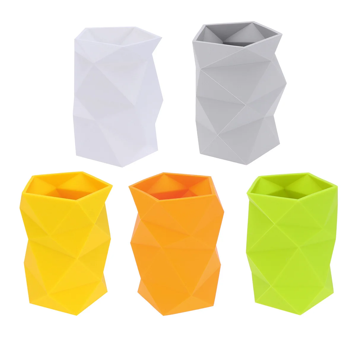 

Silicone Pen Holder Creative Geometric Shape Desktop Organizer for Pens Pencils Markers Art Supplies Storage Grey