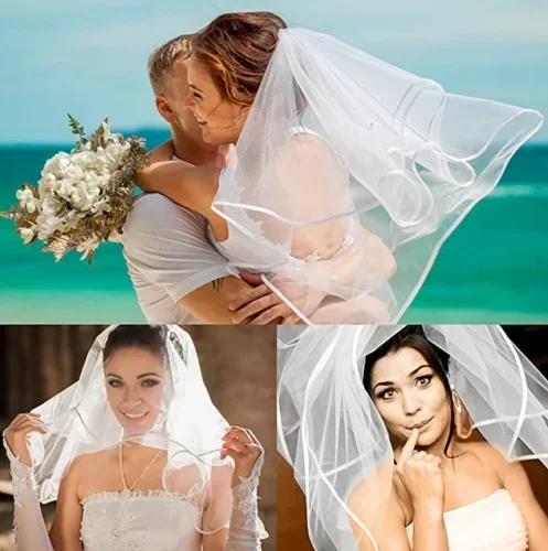 Latest Looking of New Arrival Short Tulle Wedding Veils Two Layer Comb White Ivory Bridal