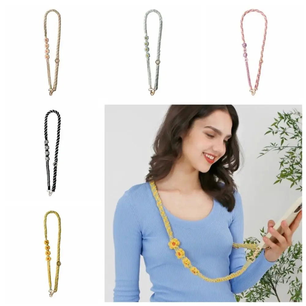 

Long-style Bohemian Mobile Phone Lanyard Boho Flower Shape Cell Phone Lanyard Strap Portable Anti-lost Crossbody Neck Lanyard