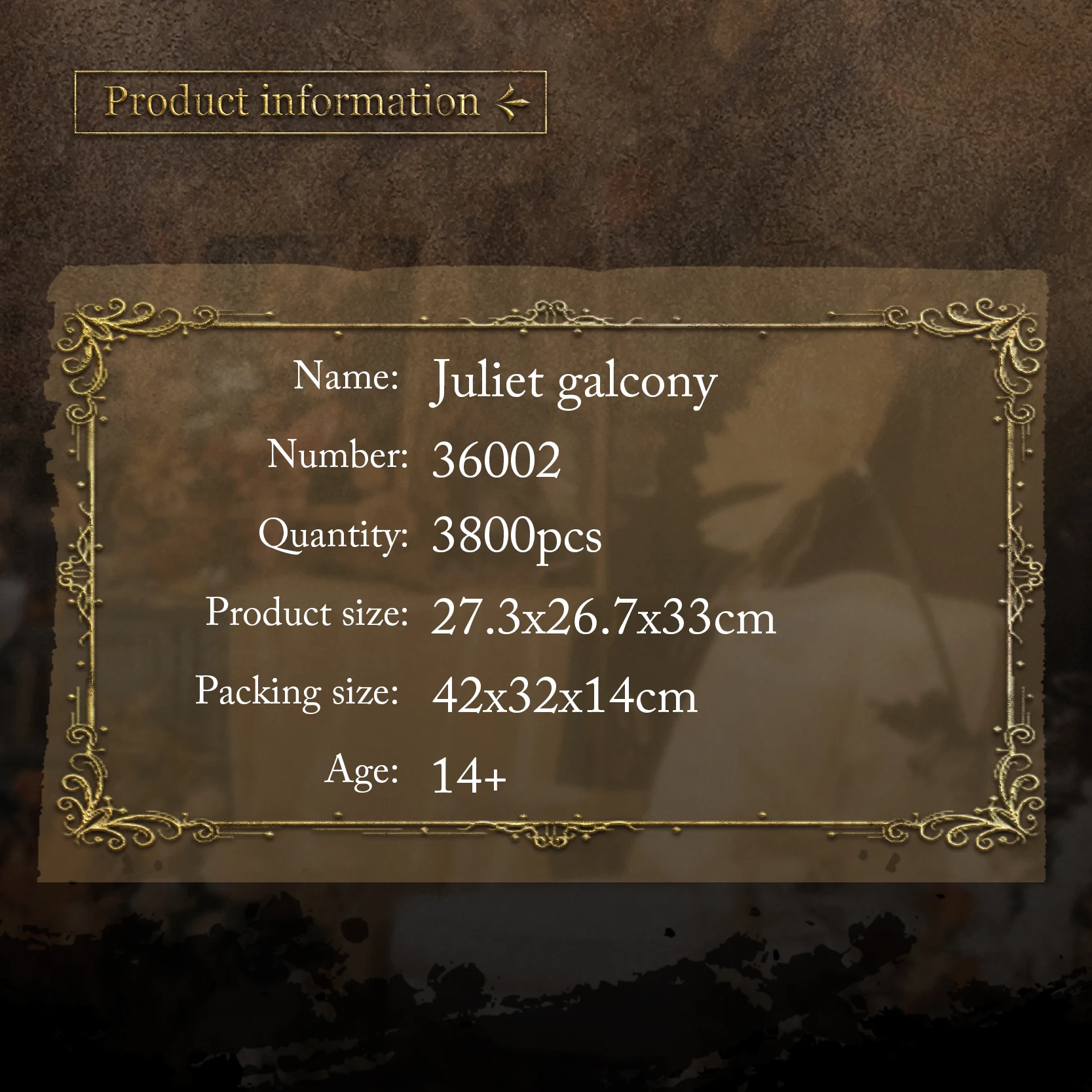 ตัวต่อจูเลียต บัลโคนี 3800 ชิ้น แบบโมดูลาร์ ของเล่นตัวต่อแบบประกอบเอง ของขวัญสำหรับเด็ก