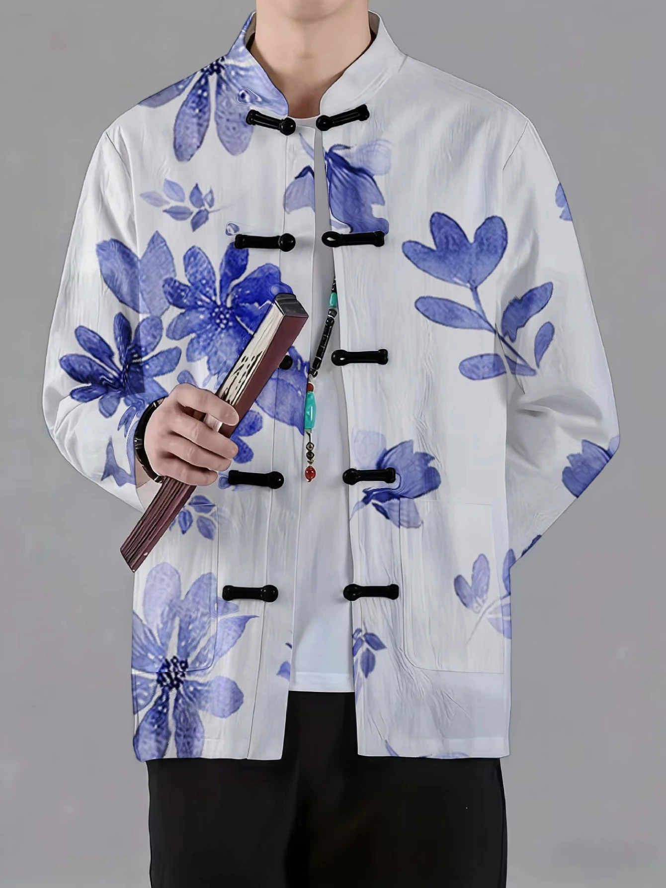 Men Men Mandarin Collar Frog Button Jacket Panda Bamboo Ink Floral Nautical Tattoo Print Traditional Outerwear - Aliexpress Deal