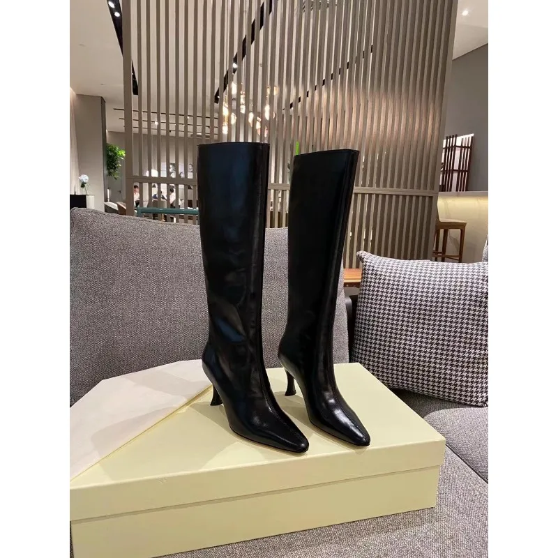 2024 Autumn/Winter New White Pointed Thin Heel High Sleeve Fashion Boots Fashion Versatile Knee Long Knight Boots womens boots