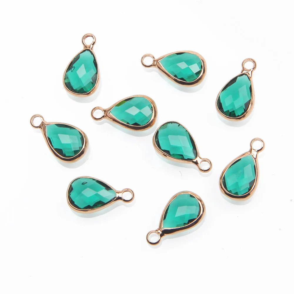 10PCS Dainty Faceted Glass Drop Charms Pendants for Jewelry Making Earrings Supplies DIY Glass Eardrop Findings 7*10mm