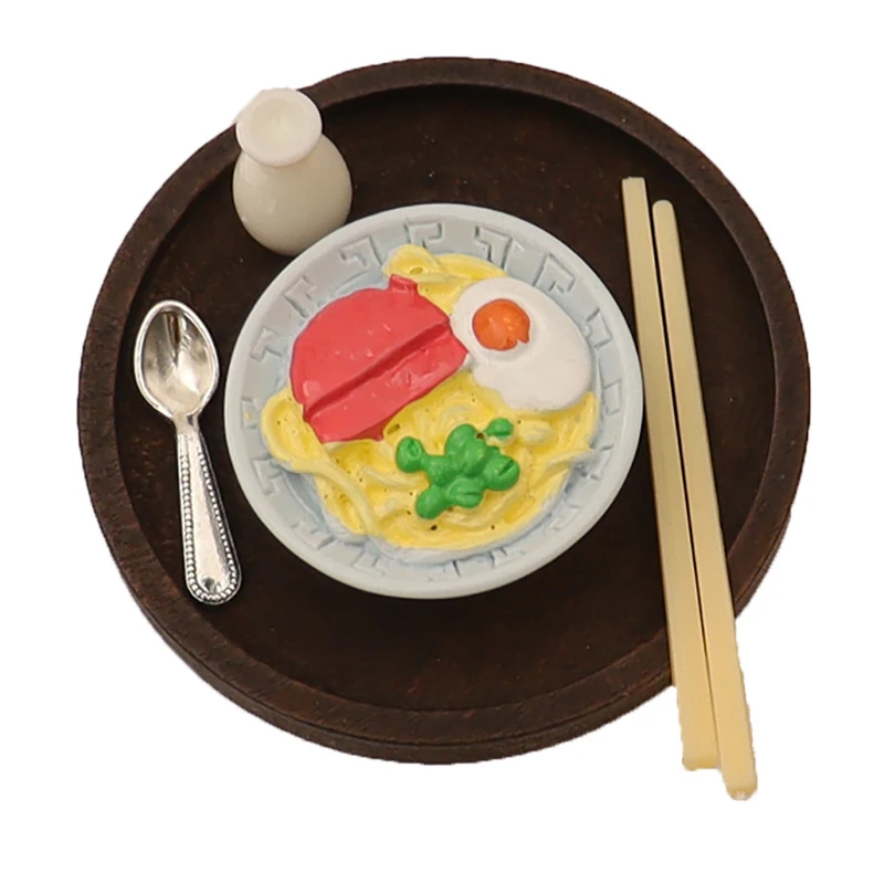 7 pçs casa de boneca acessórios 1:12 casa de bonecas em miniatura enguia arroz caviar saquê lamian macarrão cozinha modelo decoração brinquedo