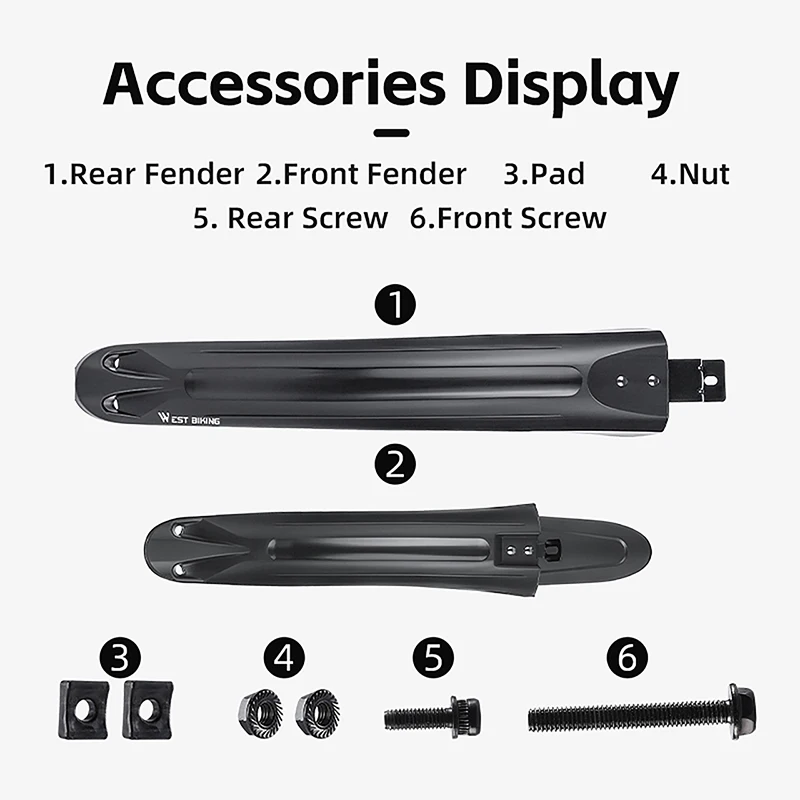 WEST BIKING Błotnik rowerowy Błotnik rowerowy 26/27,5/29 cali Przednia tylna osłona roweru MTB Błotnik Quick Release Protector Części rowerowe