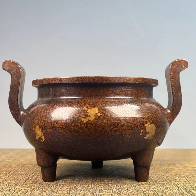 Antique Copper Three-legged Incense Burner Offering Worship Buddha Household Inside Room Temple Worship Study Rooms Meditation