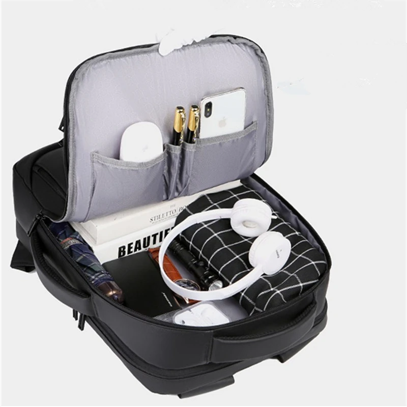 Nesitu impermeable ligero de gran capacidad A4 14 15,6 pulgadas portátil hombres mujeres mochila bolsa de viaje gris negro M1901