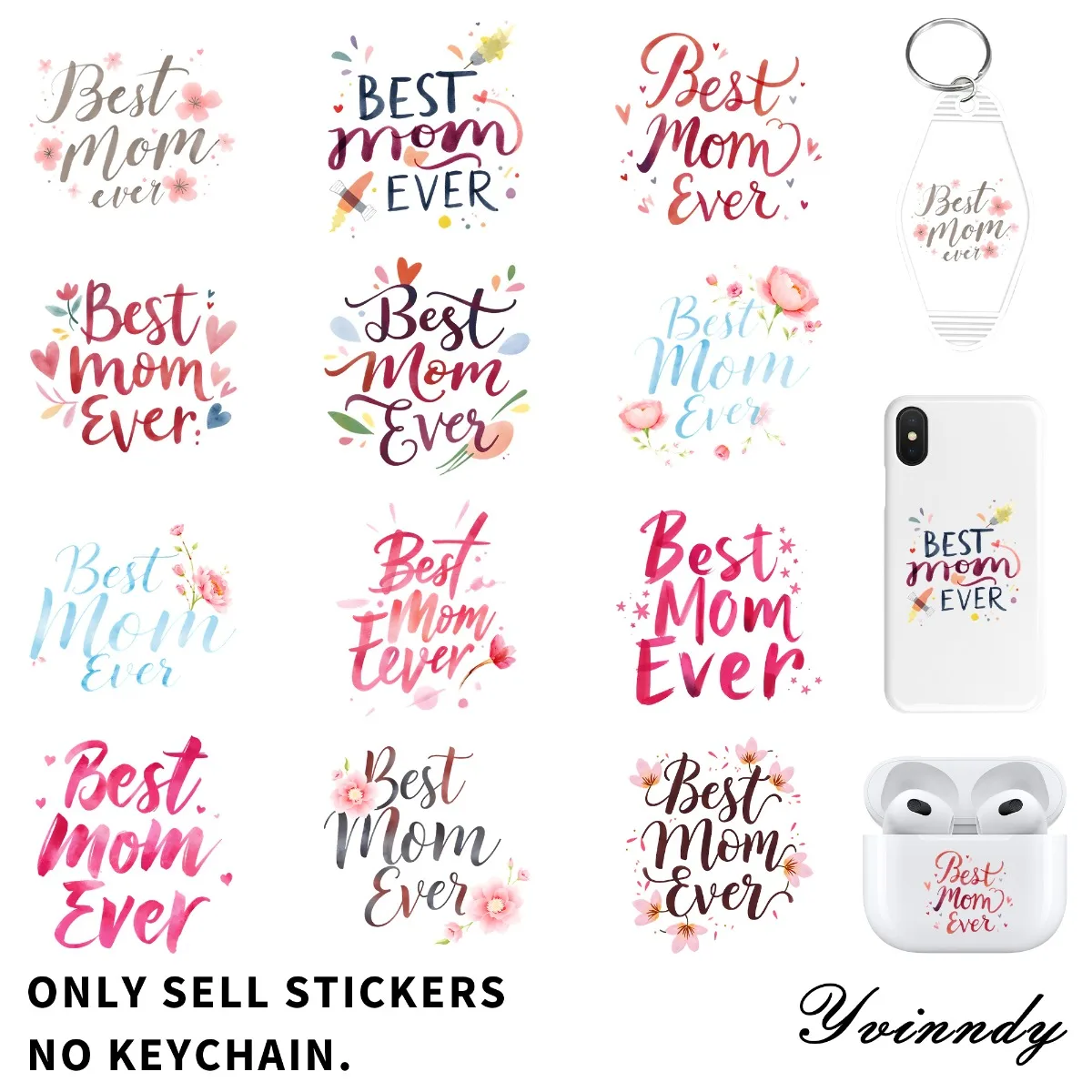 

24 шт./компл., лучшие красочные цитаты для мамы, брелок для мотеля «сделай сам», УФ-переносная бумага DTF для брелока, персональные аксессуары