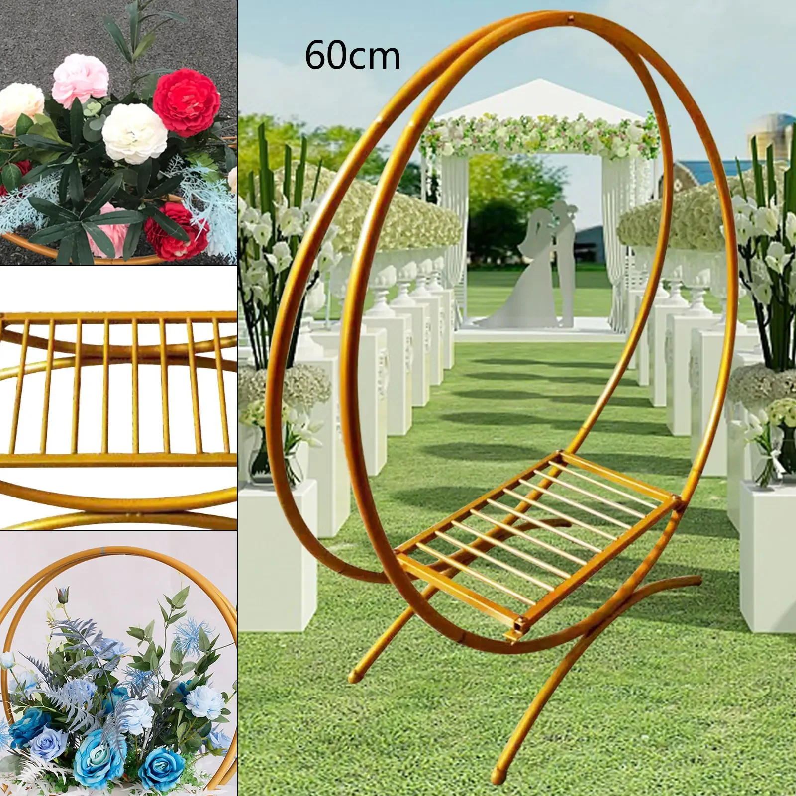 

Gold 60cm Wedding Cake Stand Flower Stand Floral Hoop for Party Wedding Birthday Decoration