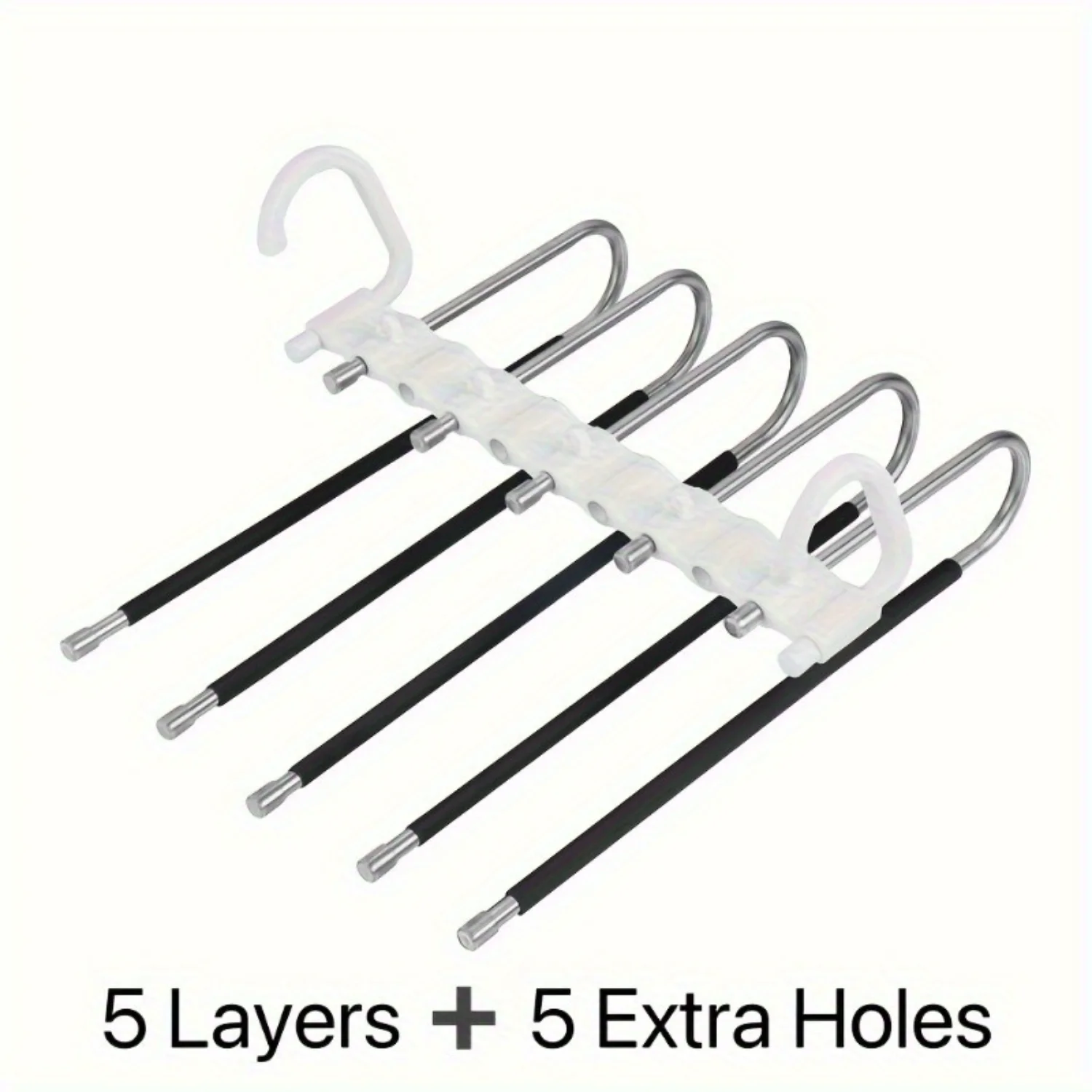 9-Layer Pants Hanger - Non-Slip Stainless Steel With 5 Bonus  For Closet Organization, Saves 80% Space On Leggings, Jeans & Trou