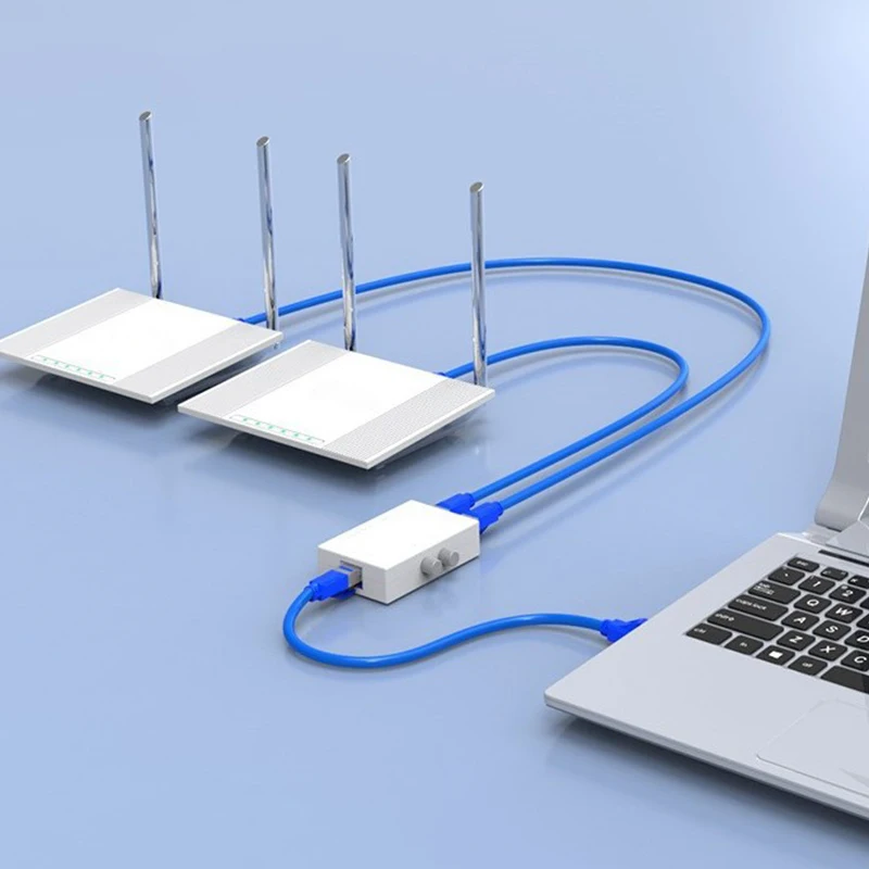 Hochwertiger Kunststoff rj45 Netzwerk-Switch 2 Port LAN Ethernet Netzwerk Box Switcher rj45 Splitter Handbuch Sharing Switch Adapter