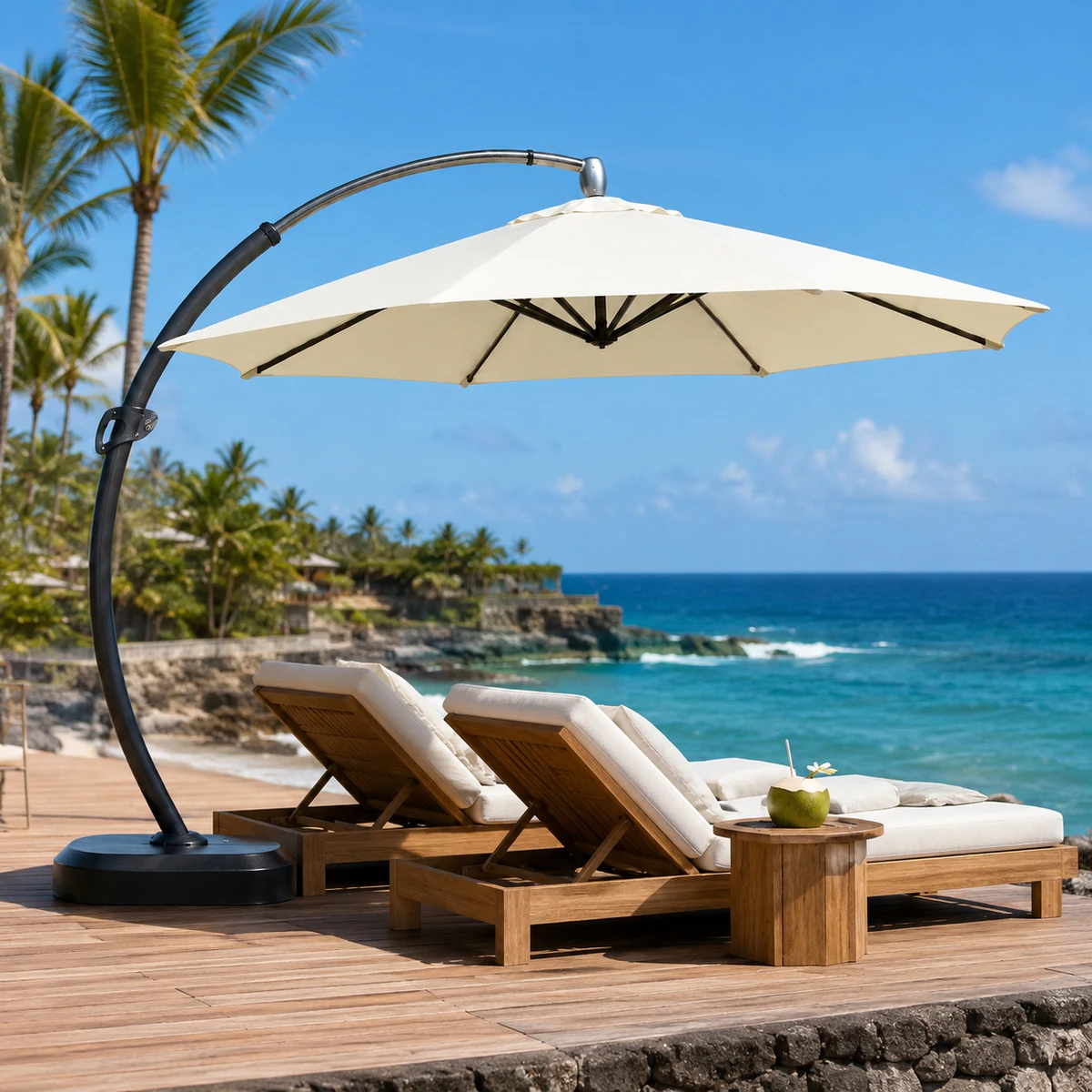 Patio Umbrellas Waterproof Outdoor Cantilever Patio Outdoor Parasols Big Garden Curved Arm Cantilever Umbrella