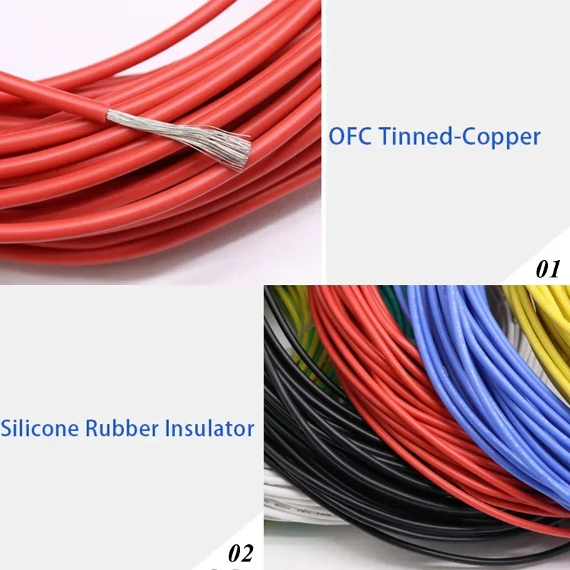 2/5/10m UL3135 Wire High Temperature Resistant Cable 30 28 26 24 22 20 18 16 14 12 10 AWG Silicone Insulation Tinned Copper Line