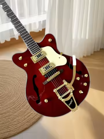 Hot sell good quality Electric Guitar Country Gentleman Chet Atkins Gold Hardware Wine Red Hollow Body #369