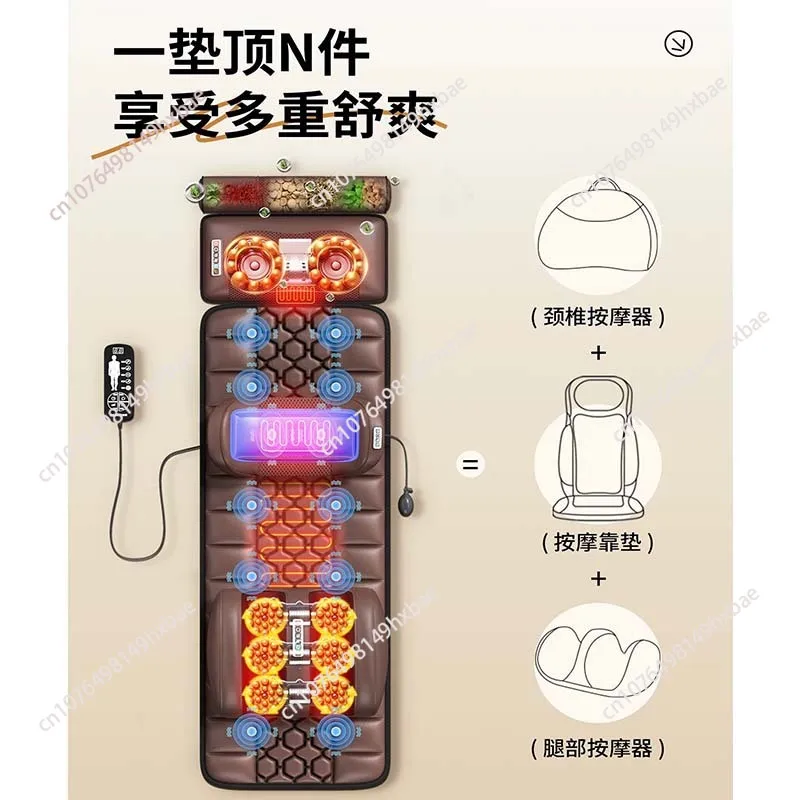 Electric Full Body Massage Mattress With Heating Hand Control Shoulder Neck Waist Back Kneading Vibration Massage Cushion